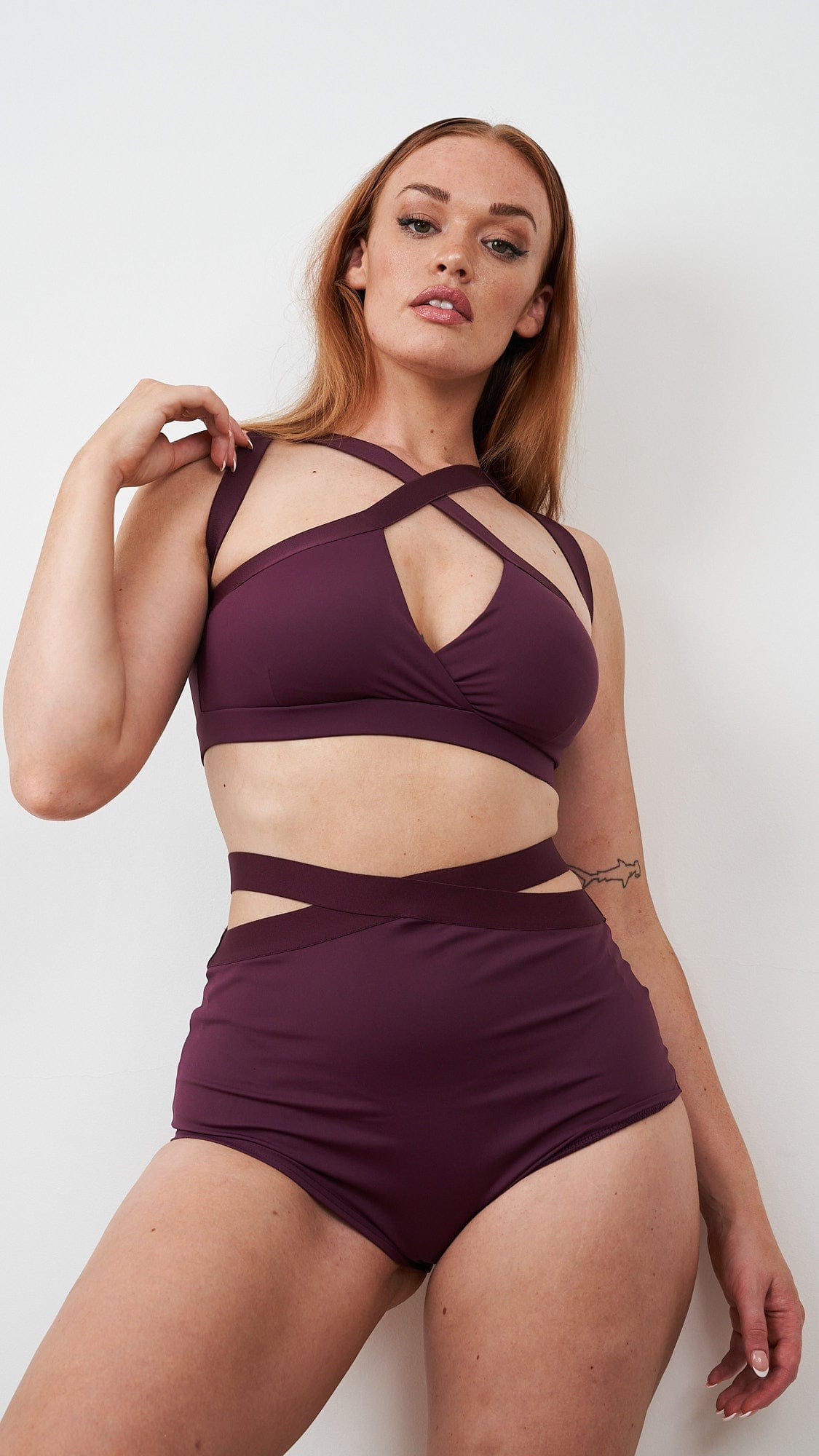 Tara High Waist Bottoms - Mulberry