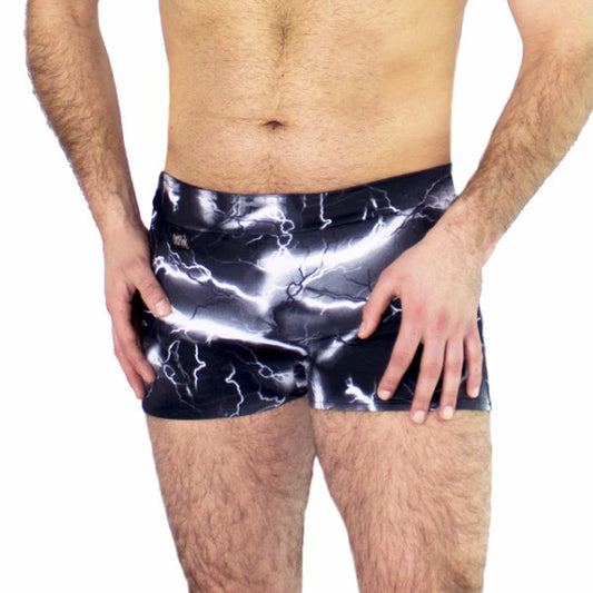 Black Lightning Print Shorts