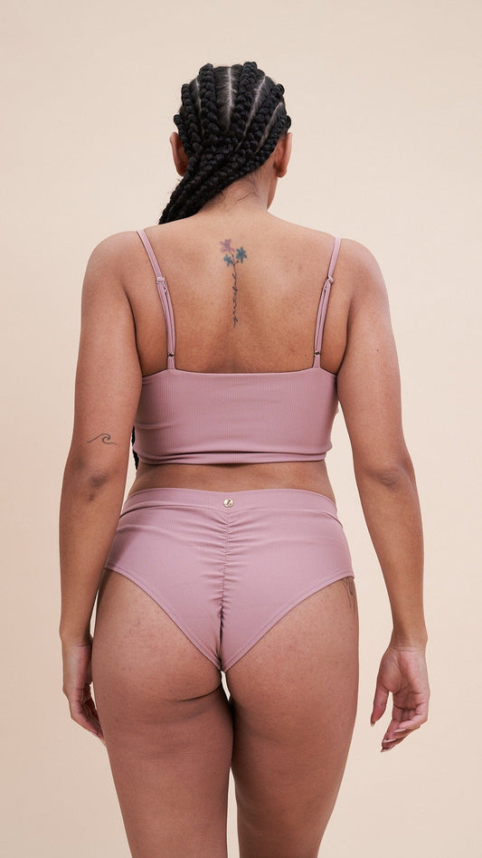 Low Waist Basic Ribbed Shorts - Blush Taupe