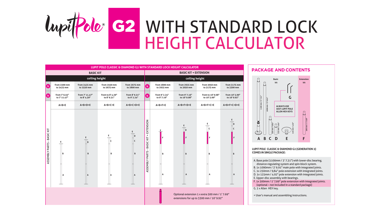 Lupit Pole - Classic G2 QUICK Lock, Powder Coated 45mm