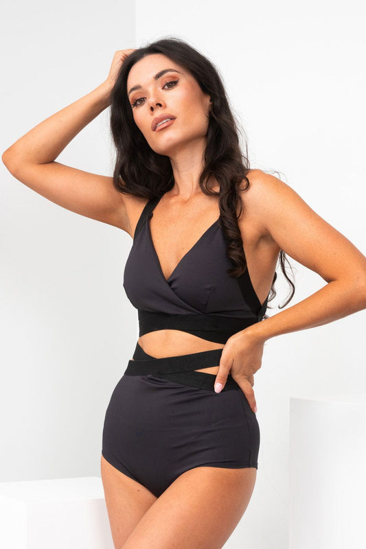 Fallon Cross Over Top - Black